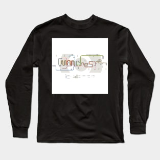 Greater Manchester Metrolink tram lines Word Map Long Sleeve T-Shirt